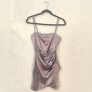 WINDSOR Wrapped In Stylish Satin Light Purple Mini Dress | Size Medium (6-8)